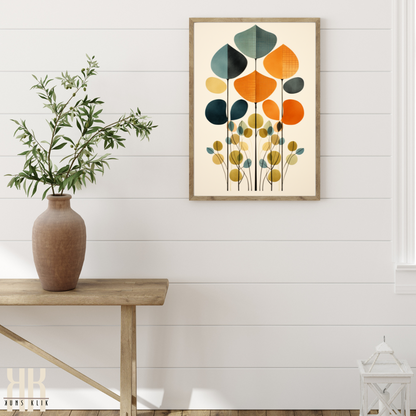 Abstract Leaf and Flower Watercolour Art Print