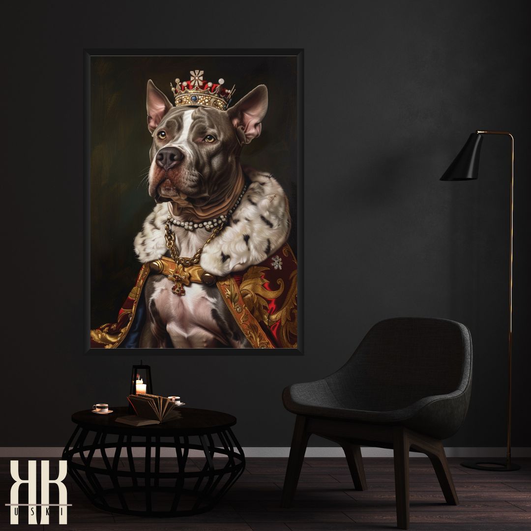 Pitbull Dog Royal Portrait Dressed as Royalty