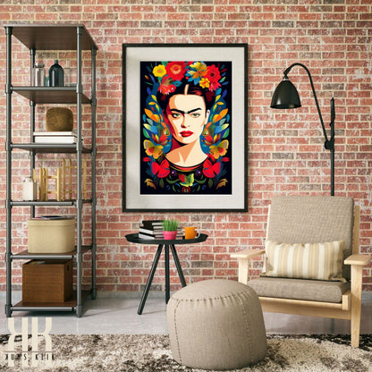 Frida with Flower Crown Wall Art