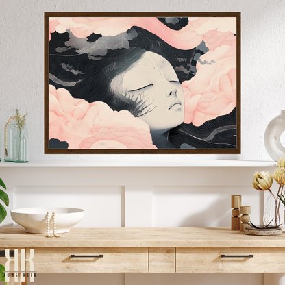 Flowing Ink Portrait Print - Soft Feminine Artistic Decor