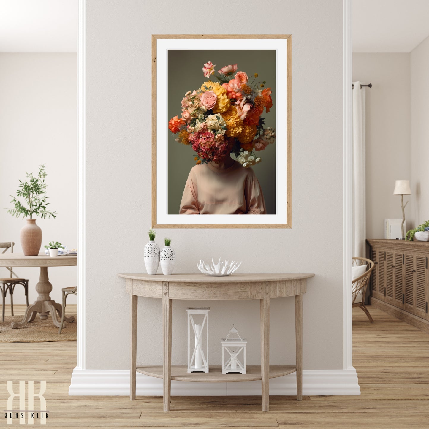 Woman Flower Bouquet Head Feminine Wall Art - 12