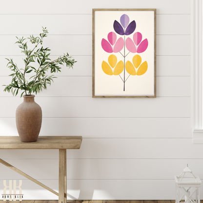 Decorative Botanical Wall Art Watercolour Leaf Print in Muted Tones