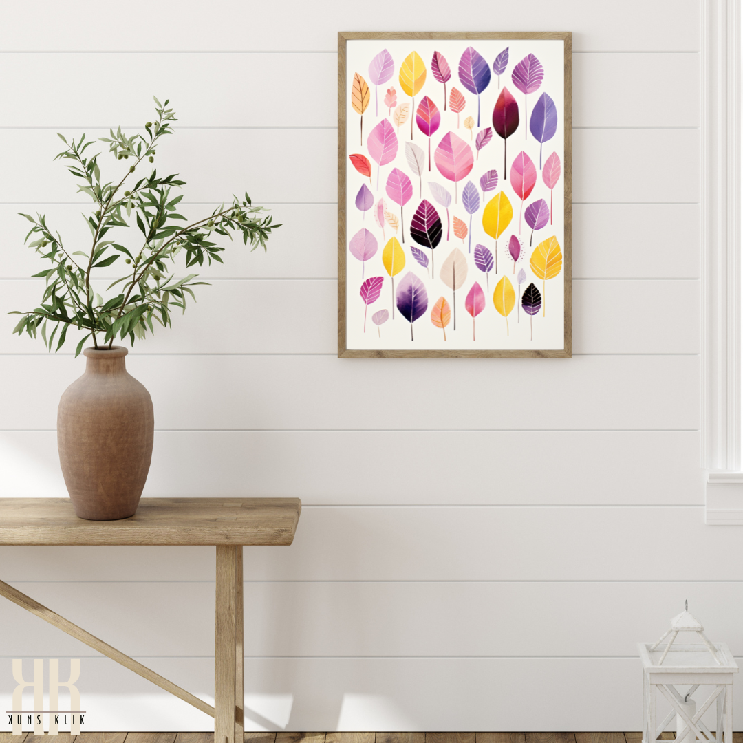 Pastel Botanical Leaf Art Print Abstract Watercolour Decor