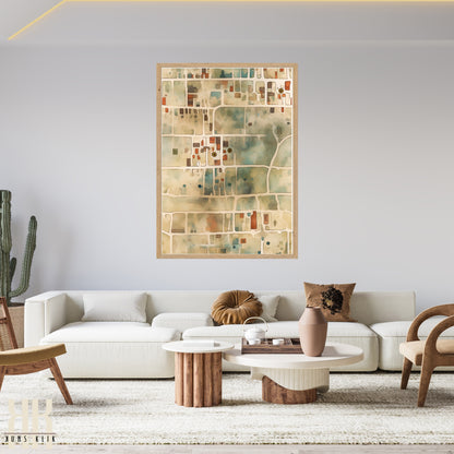 Abstract Cityscape Urban Map Art Print - 2