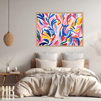 Colourful Leaf Broad Brush Stroke Matisse Pattern Print - 17