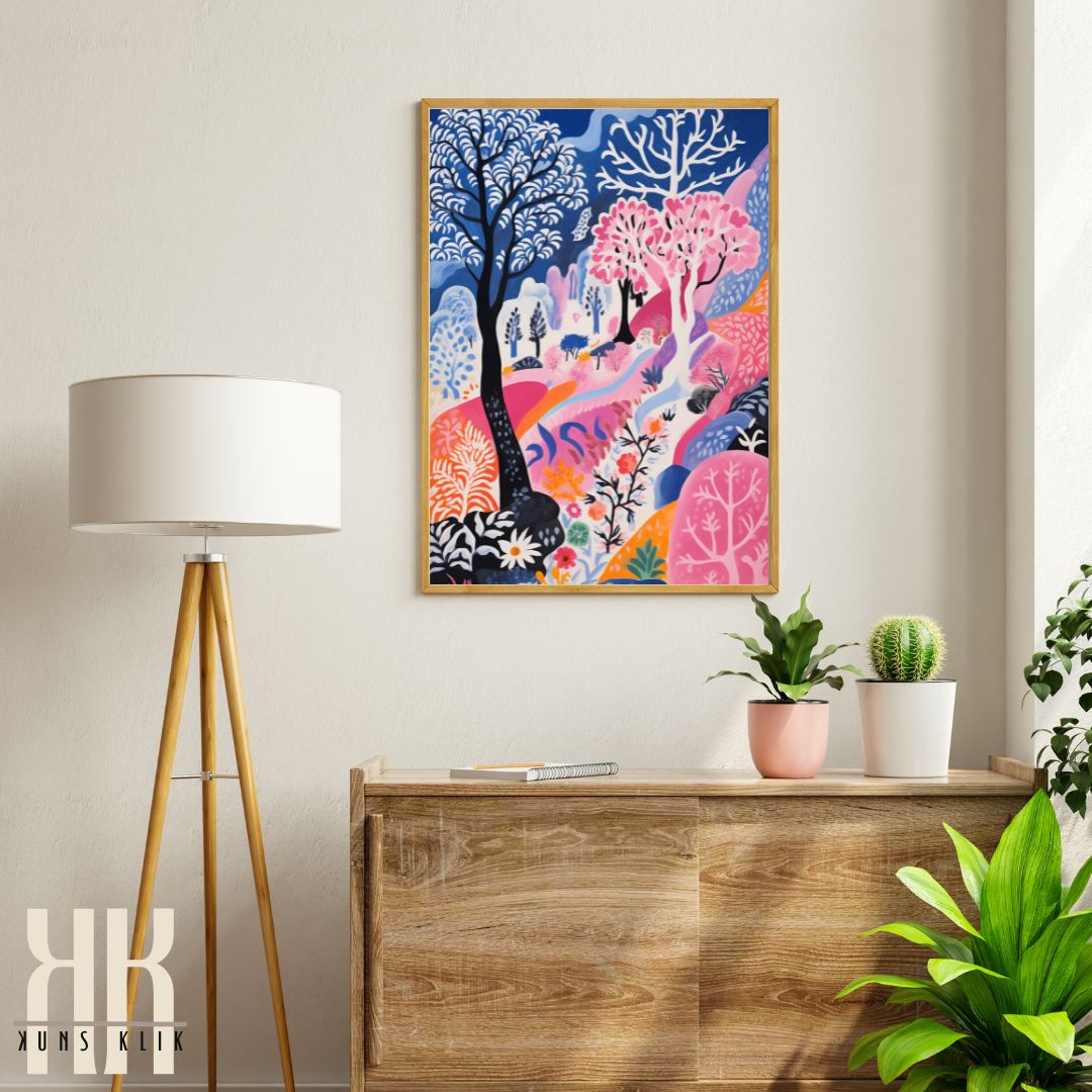 Matisse-Inspired Mountain and Forest Art Print