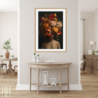 Woman Flower Bouquet Head Feminine Wall Art - 11