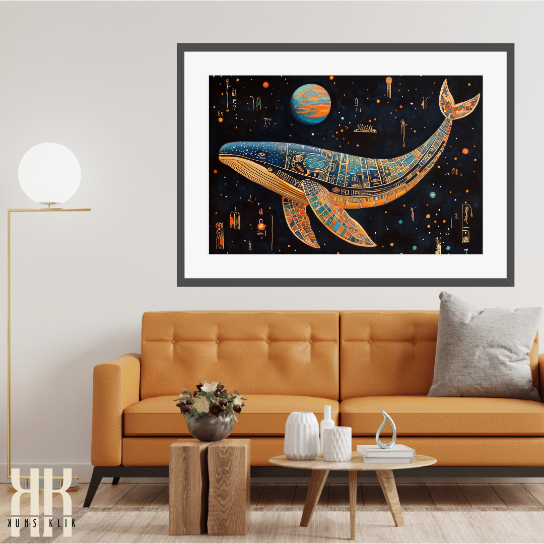 Fantasy Cosmic Whale Art Print - Vibrant Dreamlike Decor