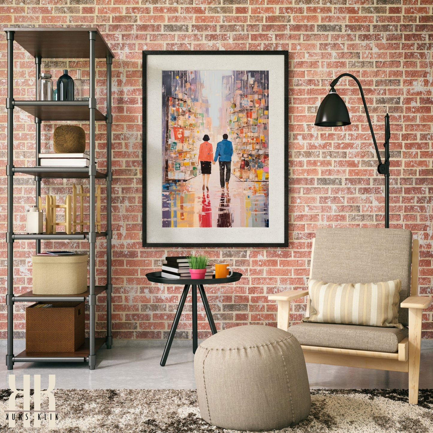 Romantic Couple Urban Cityscape Wall Art - 1