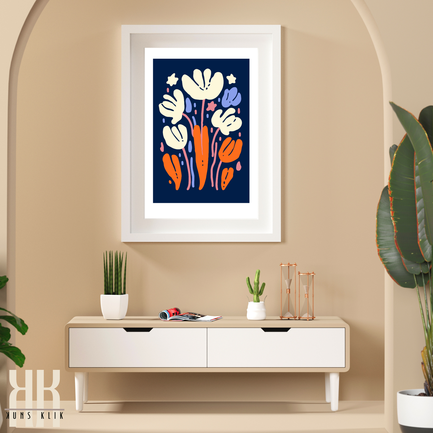 Contemporary Botanical Flat Floral Wall Art - 4