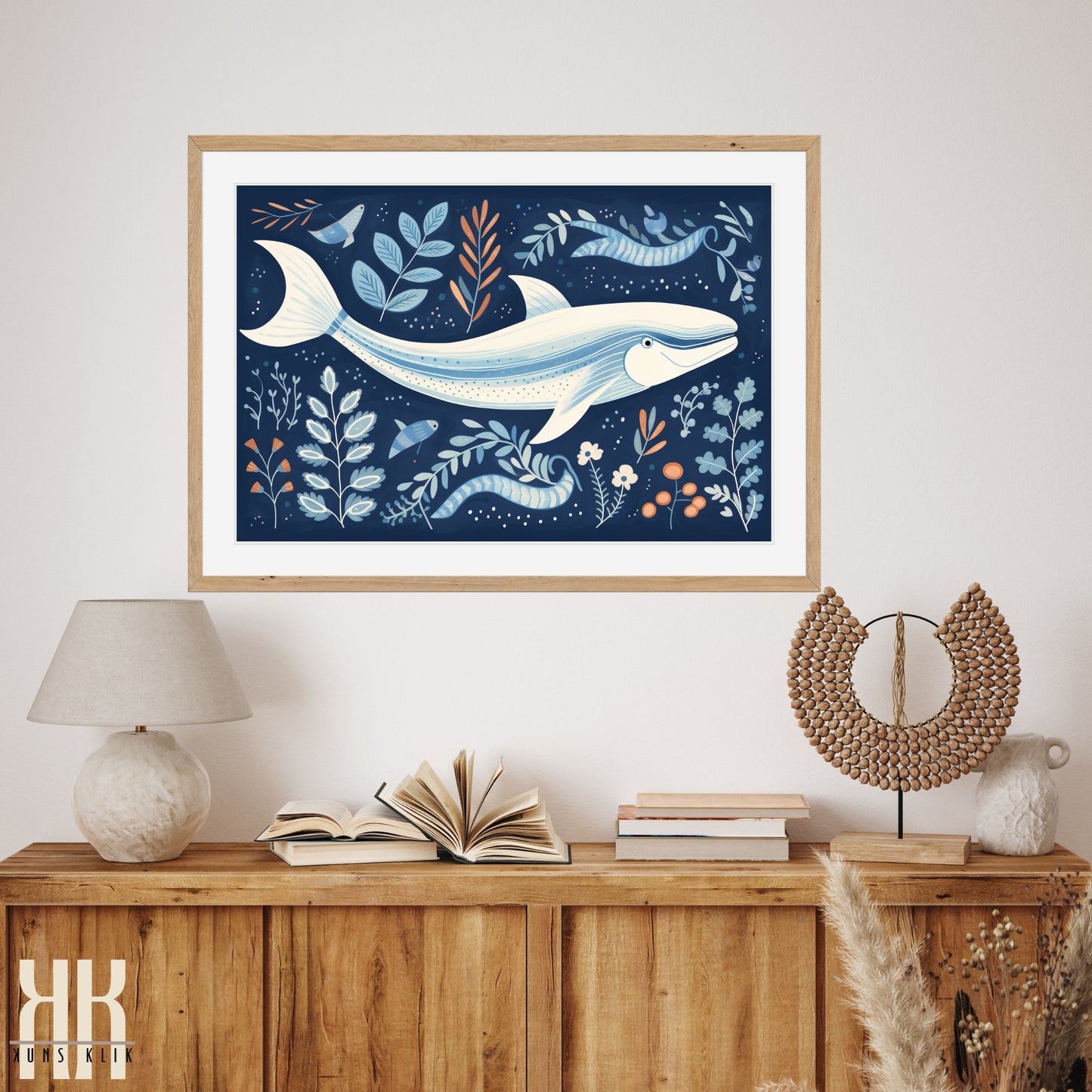 Scandinavian Whale Folk Art Print - 11