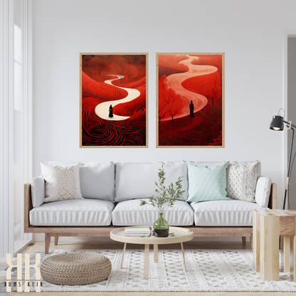 Contemporary Red Field with Path Art Print