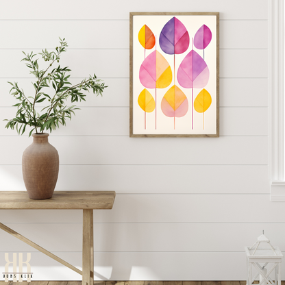 Soft Pastel Botanical Print Minimalist Leaf Watercolour Art