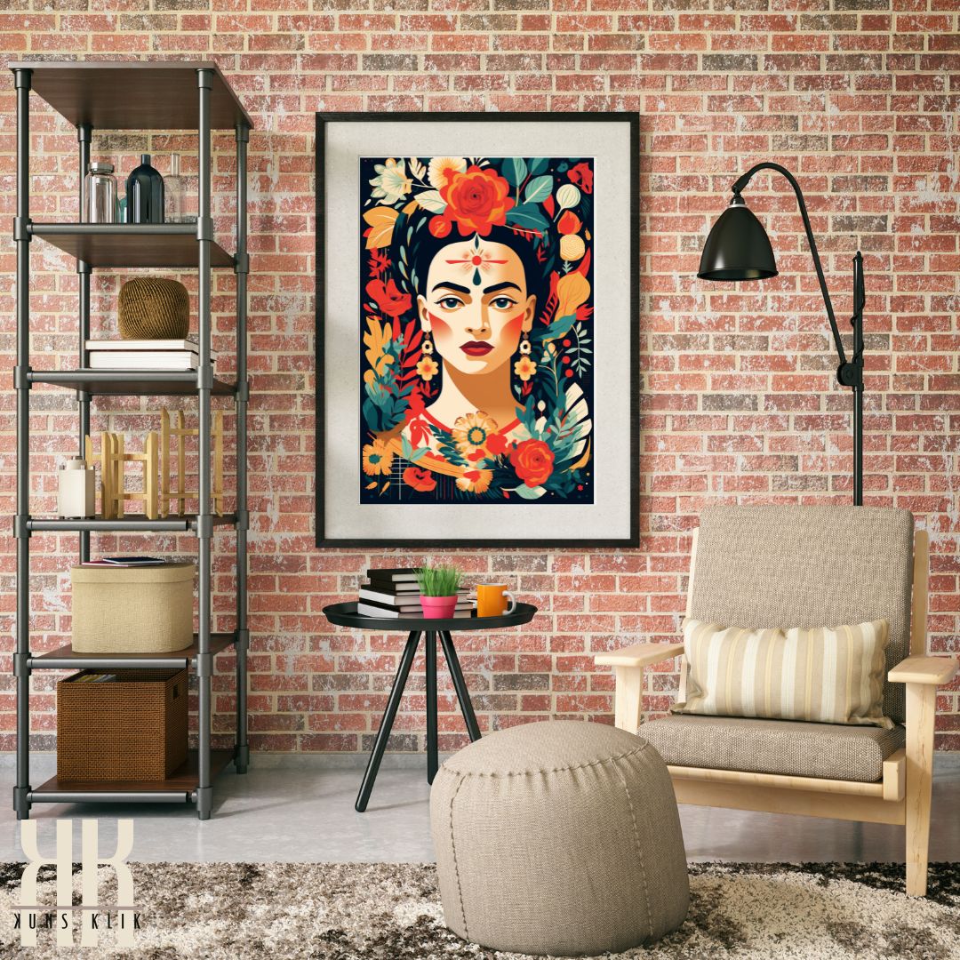 Floral Frida Kahlo Art Print