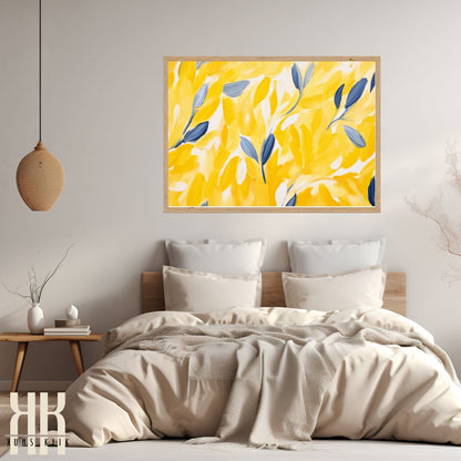 Blue and Yellow Abstract Wall Art Print