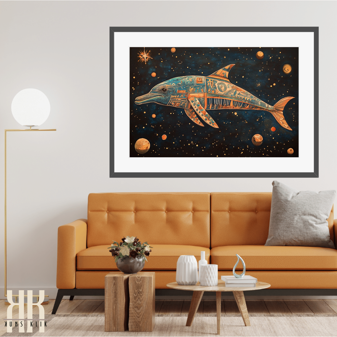 Surreal Dolphin in a Cosmic Realm - Unique Universe Wall Decor