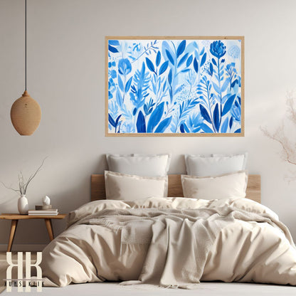 Vibrant Blue Brushstrokes Wall Art Print