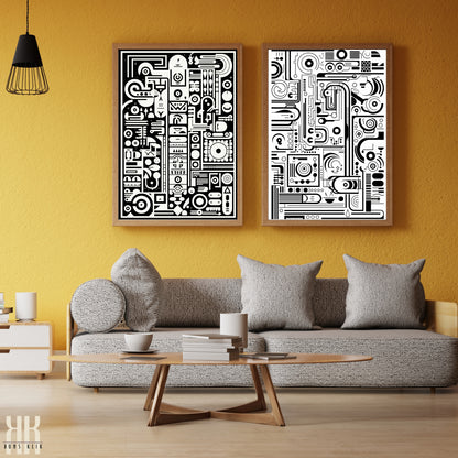 Modern Abstract Circuitry Pattern Art - 12