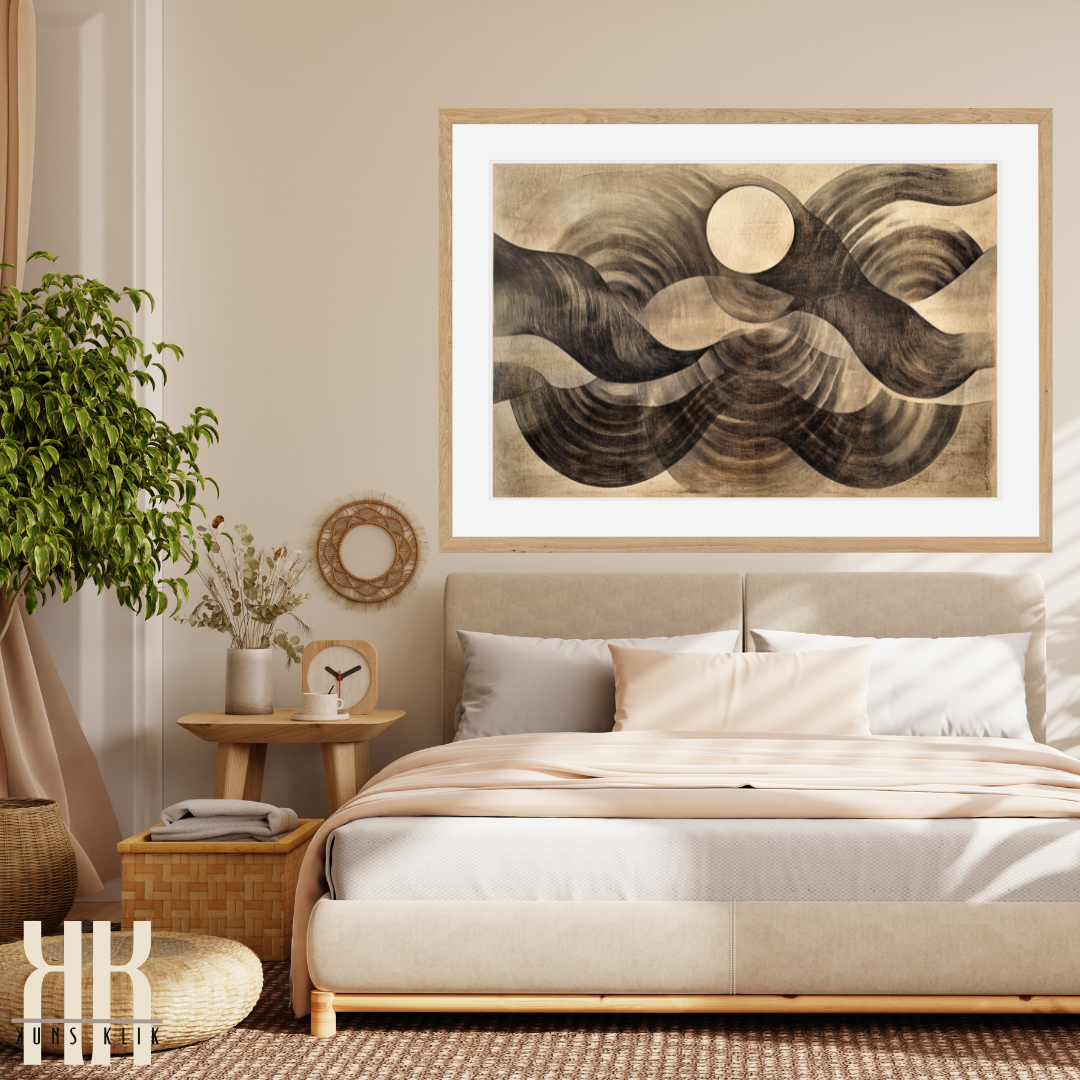 Earthy Tones Wavy Line Print – Textured Geometric Wall Art