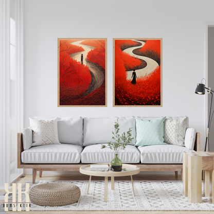 Mystical Path in Red Landscape Art Print