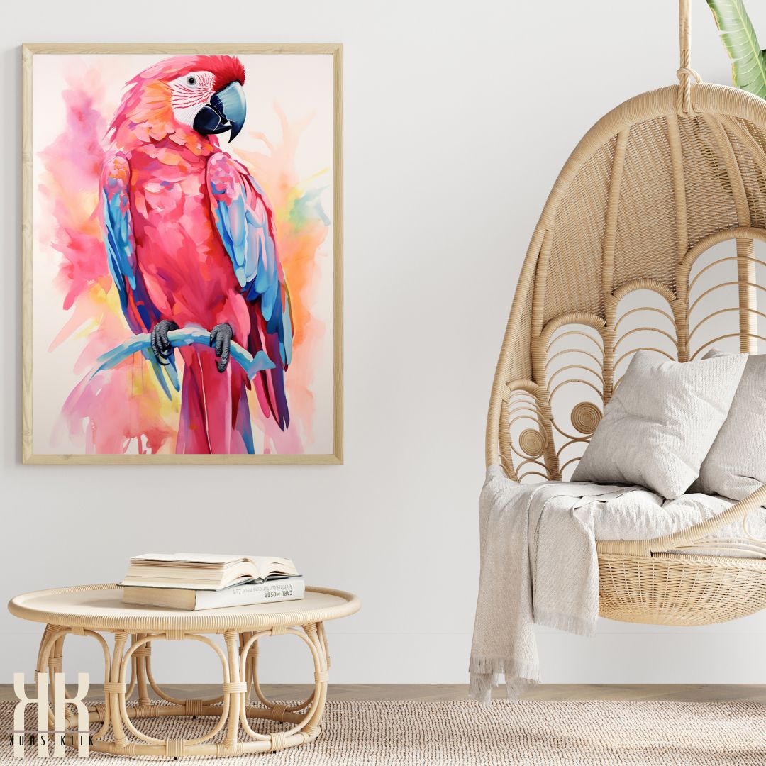 Vibrant Parrot Wall Art Print in Bold Colours