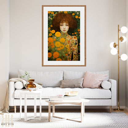 Gustav Klimt Inspired Floral Woman Canvas Wall Art