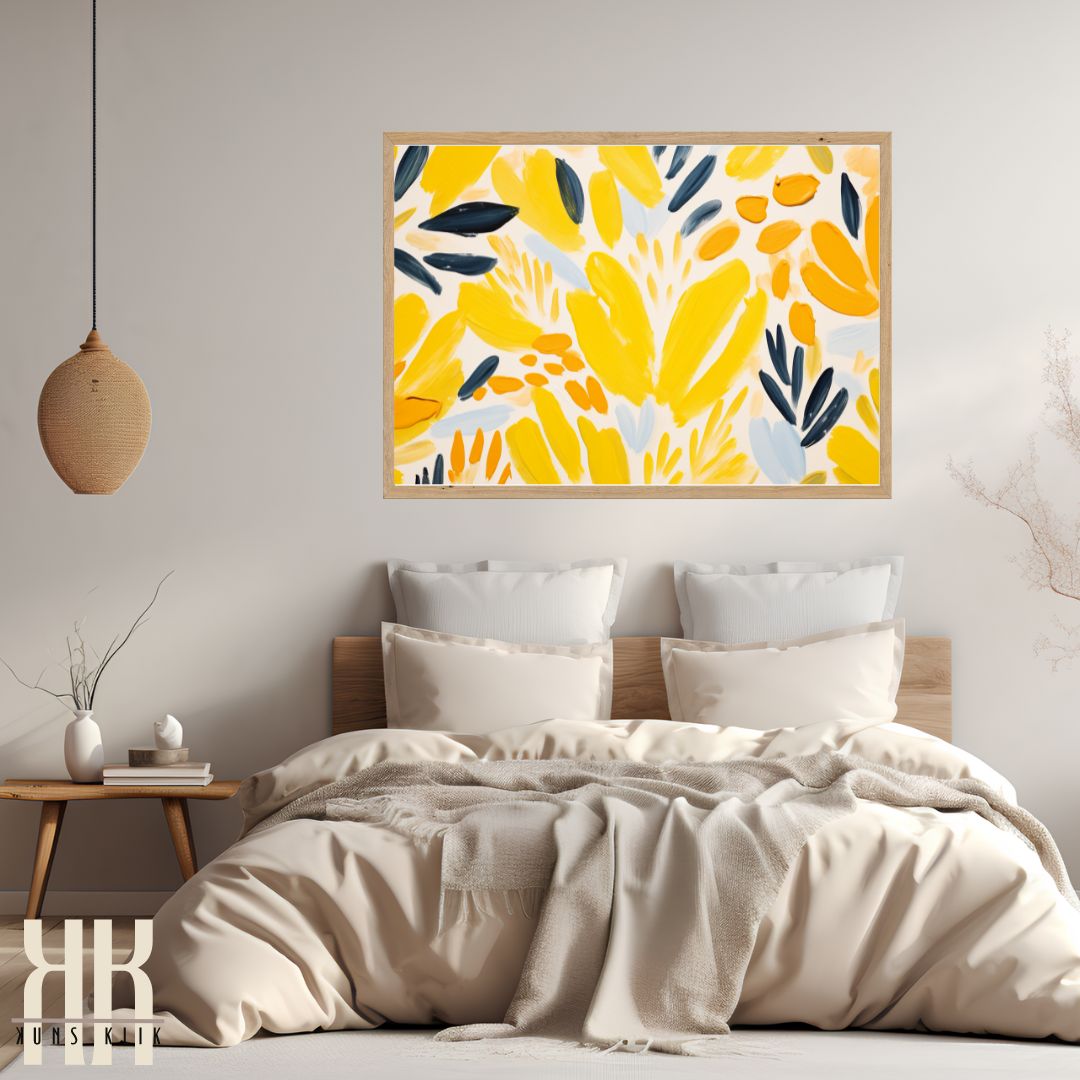 Leaf Pattern Yellow Art Print