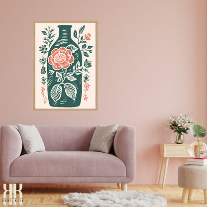 Nature's Imprint Botanical Linocut Wall Art - 2