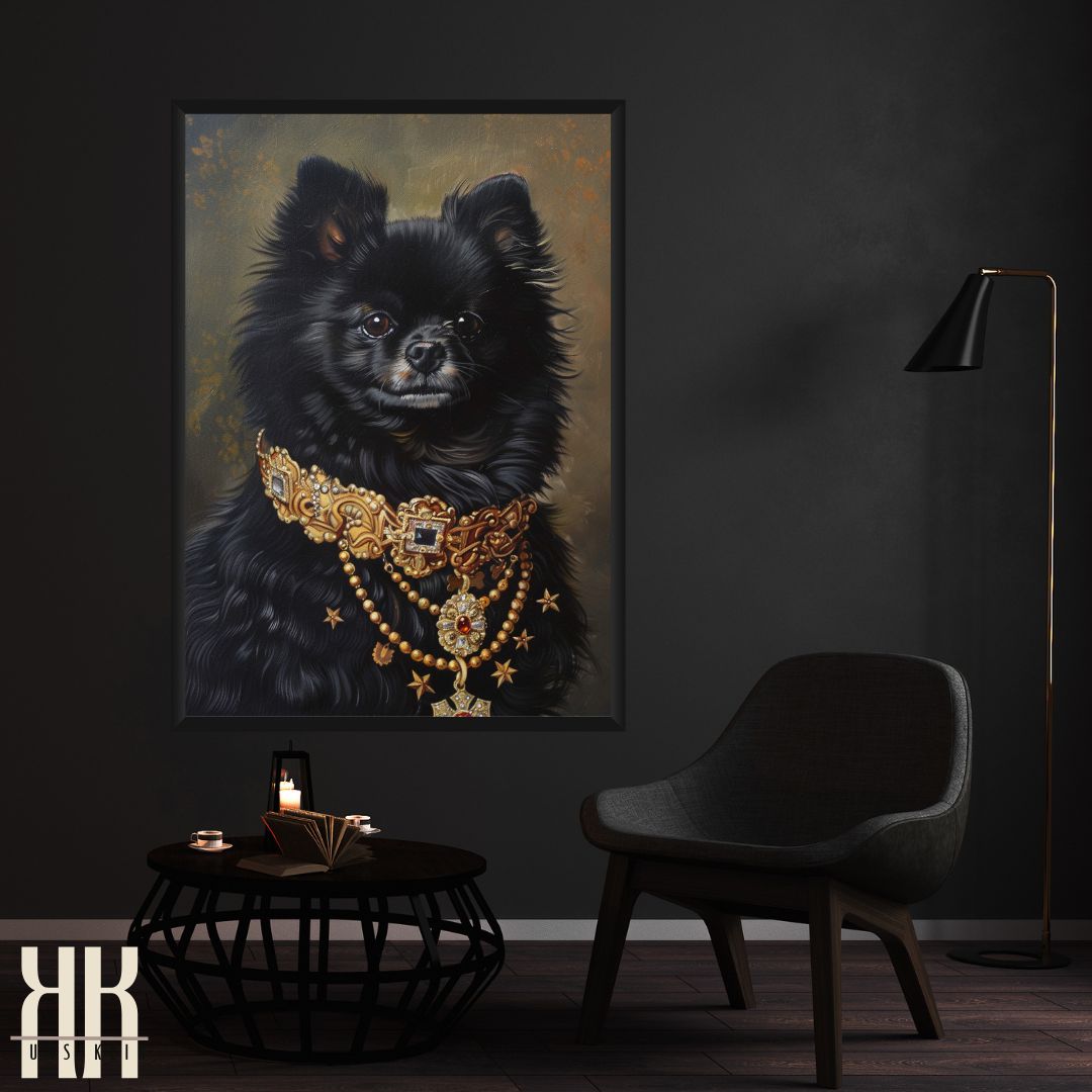 Pomeranian Dog Royal Portrait Dressed as Royalty