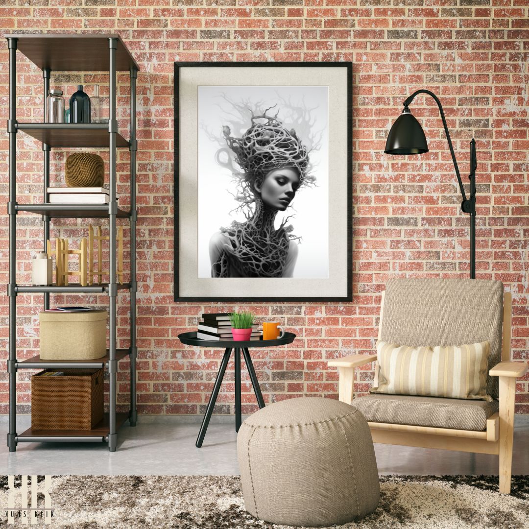 Monochromatic Horror Strange Portrait Art Print