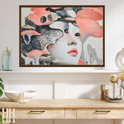 Japanese-Inspired Floral Portrait - Sophisticated Home Art