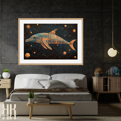 Surreal Dolphin in a Cosmic Realm - Unique Universe Wall Decor