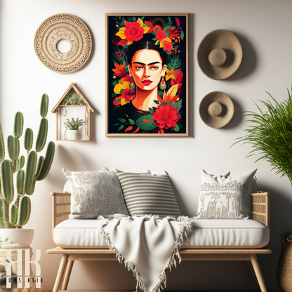 Frida Kahlo Bold Colourful Portrait Wall Art - 1