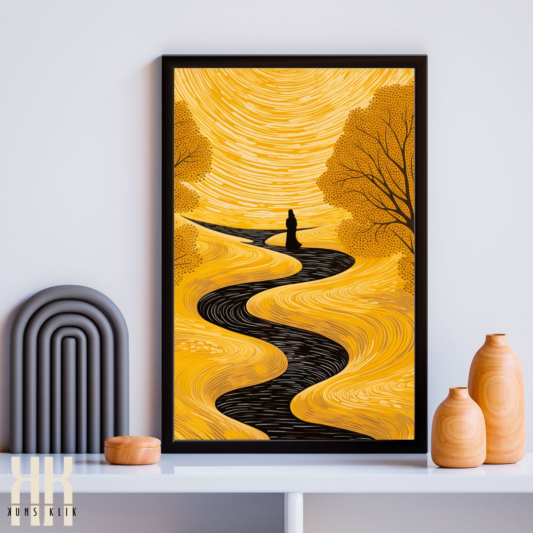 Black and Yellow Landscape Wall Art Print