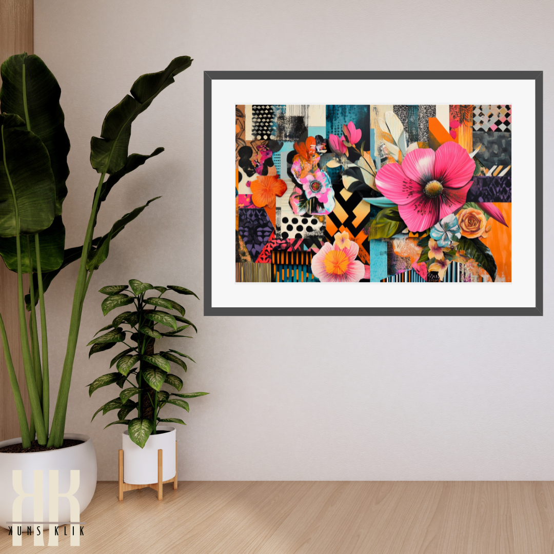 Colorful Mixed Media Art Print – Textured Maximalist Collage