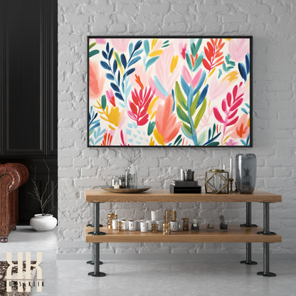 Colourful Leaf Broad Brush Stroke Matisse Pattern Print - 11