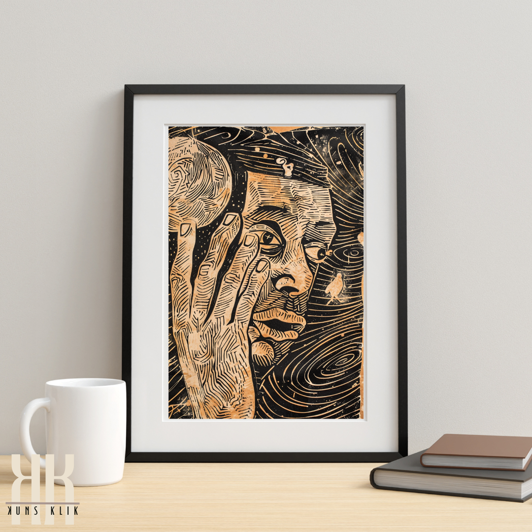 Abstract Face with Cosmic Design Wall Art