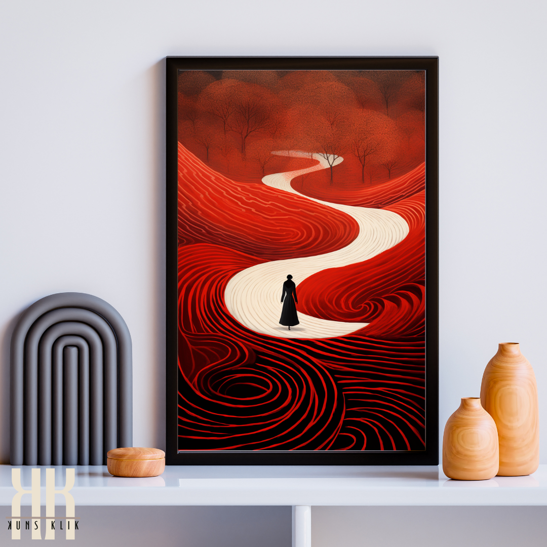 Contemporary Red Field with Path Art Print