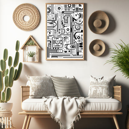 Modern Abstract Circuitry Pattern Art - 1