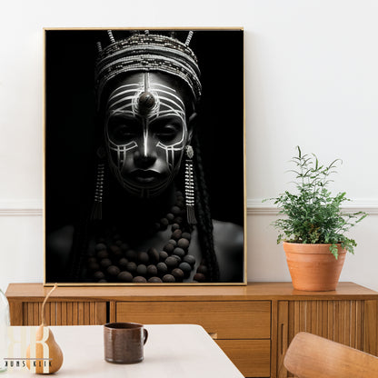 Tribal Woman Black and White Photography Print - 5