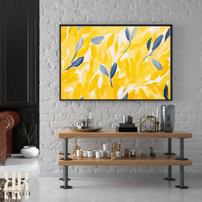 Blue and Yellow Abstract Wall Art Print