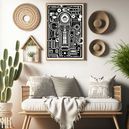 Modern Abstract Circuitry Pattern Art - 2