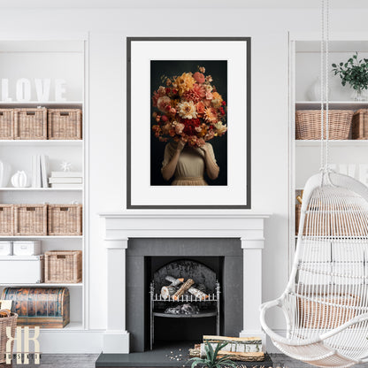 Woman Flower Bouquet Head Feminine Wall Art - 10