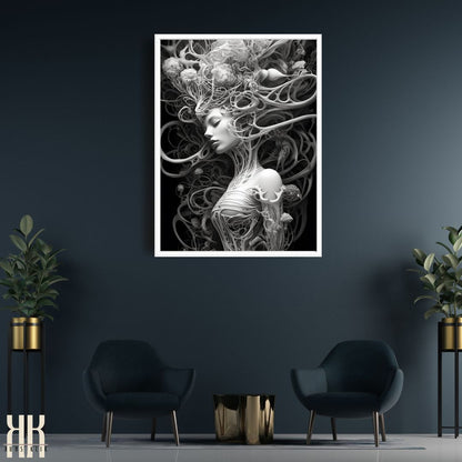 Surreal Monochromatic Woman Portrait Art Print