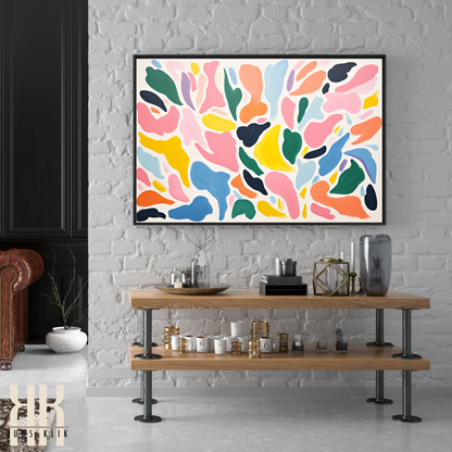 Colourful Leaf Broad Brush Stroke Matisse Pattern Print - 25