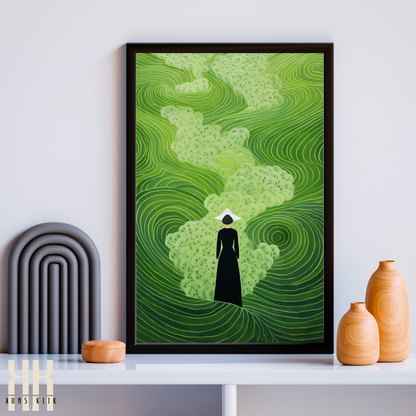 Modern Nature Scene Art Print Abstract Green Landscape