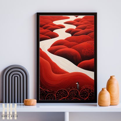 Surreal Red Landscape Art