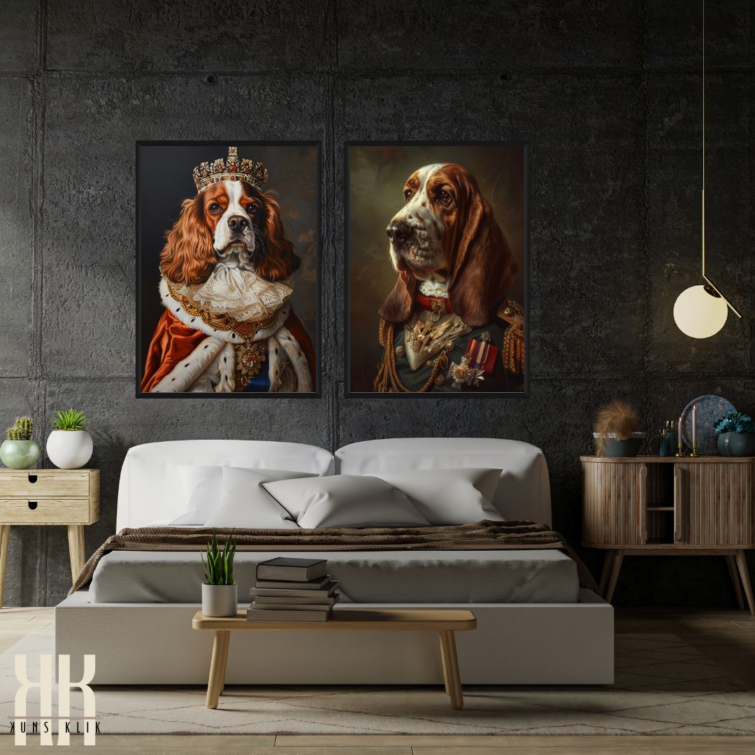 Basset Hound Dog Royal Portrait Dressed as Royalty