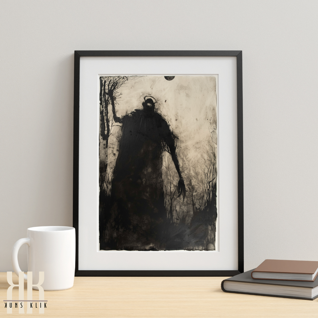 Dark Figure Strange Sketch Art in Black