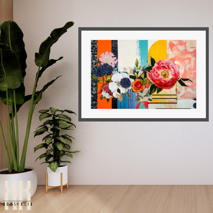 Expressive Collage Wall Art – Vintage Glam with Vibrant Florals